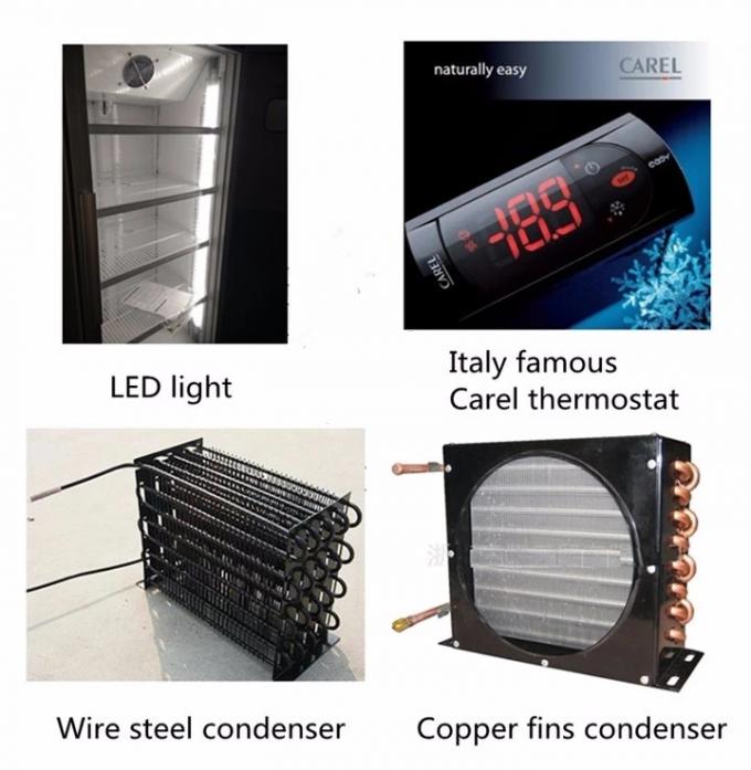 610L upright double sliding door auto frost fan cooling display beverage cooler/glass door