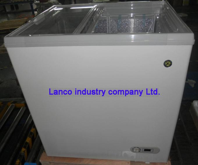 550L Commercial Chest Freezer With Top Open Sliding Two Flat Glass Door