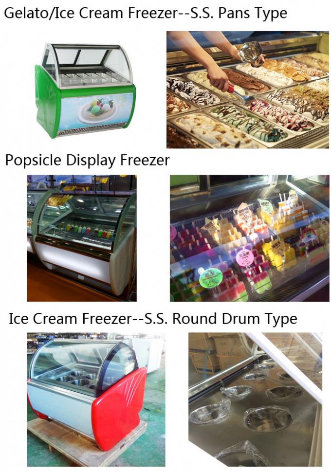 480L Stainess Steel Ice Cream Showcase Freezer With Digital Temperature