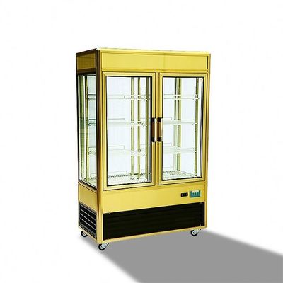 China 828L Aluminium Frame Refrigerated Cake Display Cabinets With Folding Door supplier