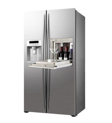 China 550L Stainless Steel Saving-energy Double Doors Side By Side Refrigerator With Ice Maker and Home Bar supplier