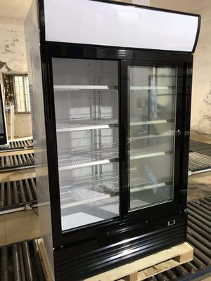 China Vertical Double Door Frost Free Display Beverage Cooler / Glass Door Beverage Showcase supplier
