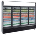 2010L Upright Display Chiller , Four Glass Door Chiller Display Fridge,No Frost Fan Cooling Commercial Display Cooler