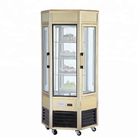 608L Fan Cooling Low Power Six - Sides Glass Refrigerated Cake Display Cabinets Cold Storage And Freezing