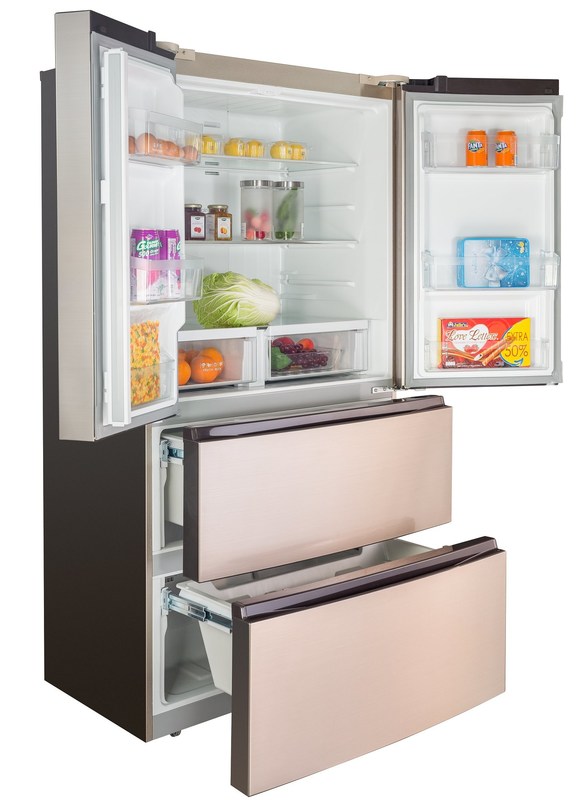 Home Appliance Four Doors French Fridge Freezer Electronic Control With Lcd Touch Key