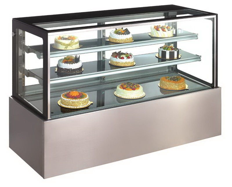 Commercial Fan Cooling Refrigerated Cake Display Cabinets Steam For Humidification