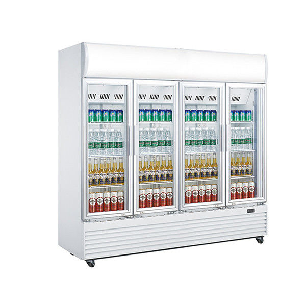 2010L Upright Display Chiller , Four Glass Door Chiller Display Fridge,No Frost Fan Cooling Commercial Display Cooler