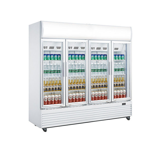 2010l Upright Display Chiller Four Glass Door Chiller Display Fridge No Frost Fan Cooling Commercial Display