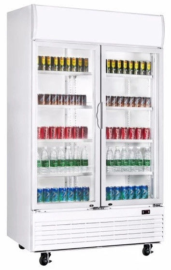 1010L upright double door no frost fan cooling display beverage cooler/glass door chiller/beverage showcase