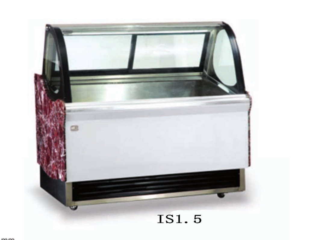 1500mm Savingenergy Ice Cream Showcase,Low Noise Fan Cooling Curved