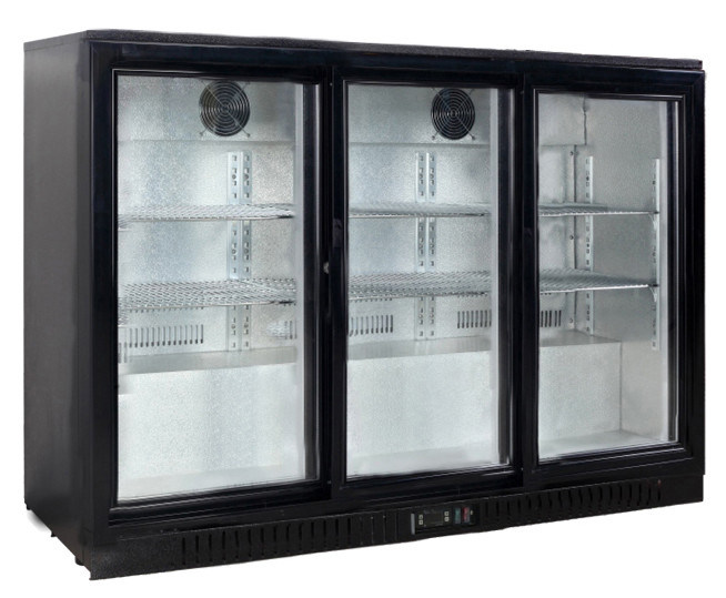320L Sliding Doors Countertop Back Bar Cooler With Adjustable Chromed