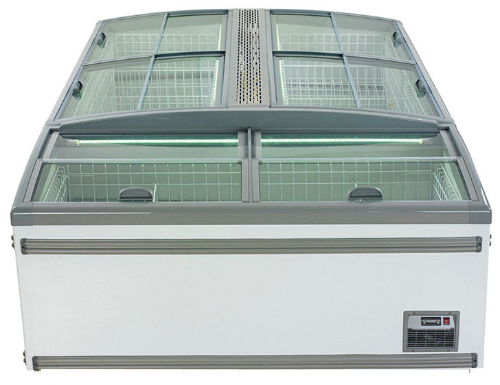 1040l Top Four Sliding Glass Door Island Display Freezer Horizontal Commercial Refrigerator