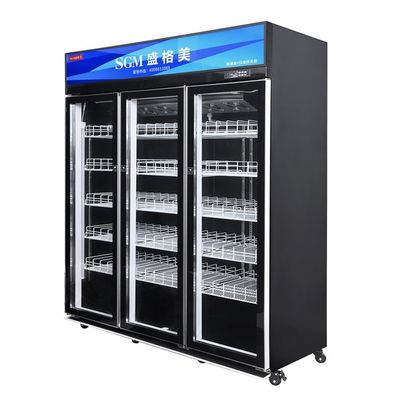 Custom 1380L Glass Door Beverage Refrigerator Cooler Tricolour Light