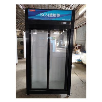 Restaurants Double Sliding Door Display Fridge Freezer commercial use