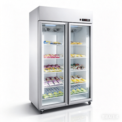 Frozen Meat Ice Cream Wind Cold No Frost -18 Degree Upright Glass Door Display Refrigerator