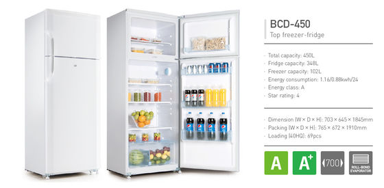 Low Noise Low Power Fast Cooling Direct Cooling Manual Defrost Refrigerator 450L Capacity For Home Appliance