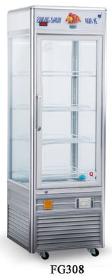Single Temperature Refrigerated Cake Display Cabinets 308L Four - Sides Tempered Glass Aluminium Frame