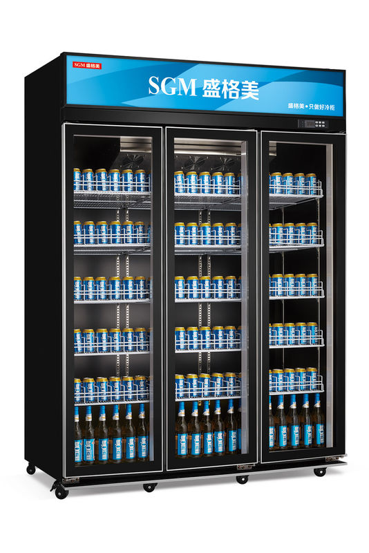 220V/110V Double Glass Door Display Freezer Beverage Commercial Showcase Refrigerator