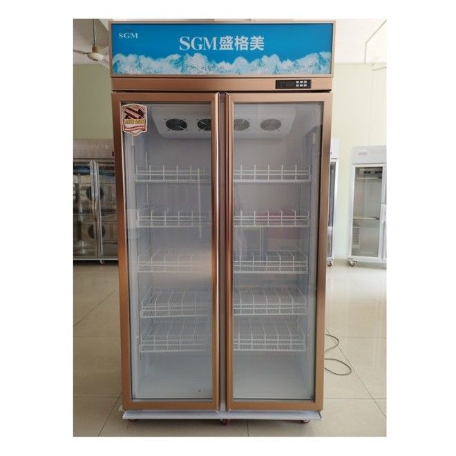 Store Food Display Cooler 691L Glass 2 Door Upright Commercial Fridge