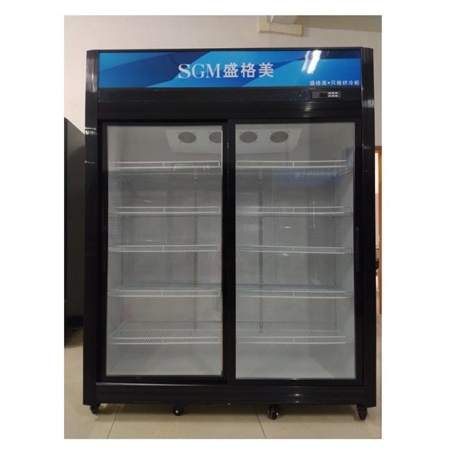 Store Sliding Door Display Chiller Vertical 2 Door Sliding Glass Cooler