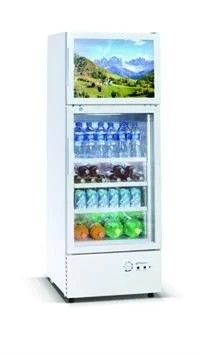 298L vertical double door double temperature display beverage cooler/beverage showcase/commercial fridge